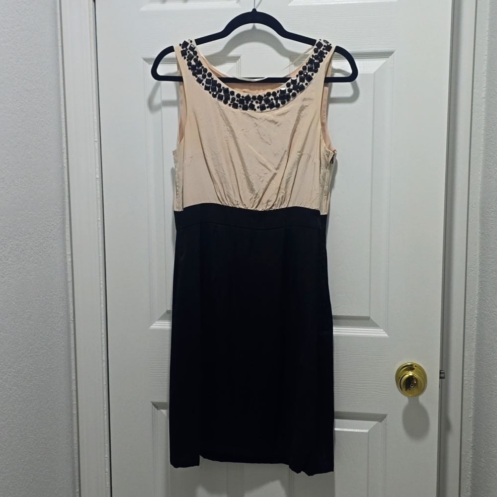 Cocktail dress with jeweled scoop neck